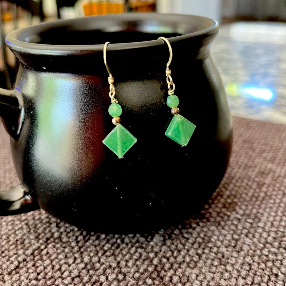 Light African Jade French Wire Earrings